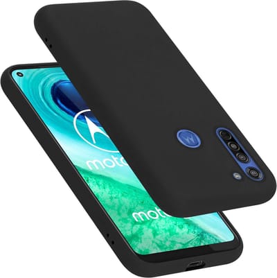 Cadorabo Hoesje geschikt voor Motorola MOTO G8 in LIQUID ZWART - Beschermhoes gemaakt van flexibel TPU silicone Case Cover