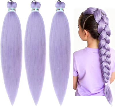 Paarse Haar Extensions voor Vlechten, 27 Inch Lange Ponytail, Synthetisch Haar voor Cosplay en Feestjes, Lichtpaars