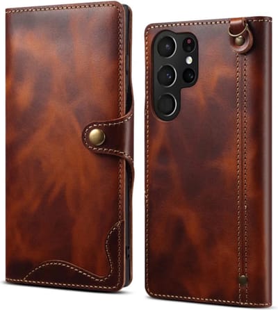 Premium Luxury Wallet Case – Compatible with Samsung Galaxy S24 – Vintage-Style Cover with Card Slots and Full Phone Protection