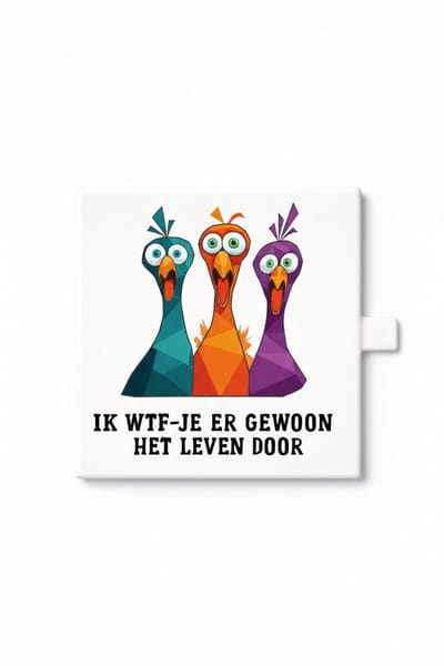 Grappige WTF Leven Quote Tegel – Kleurrijke Rare Vogels Design – Humoristische Keramische Decoratieve Tegel Cadeau