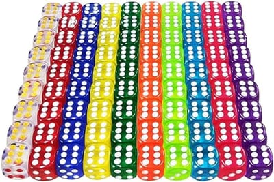 100 Stuks Transparante Zeszijdige Dobbelstenen voor Tafel- en Kaartspellen