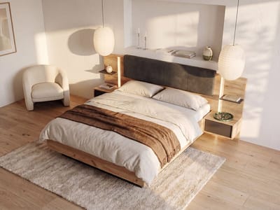 Vente-unique Bed met opbergruimte stof antracietgrijs, natuurlijk licht 160 x 200 cm