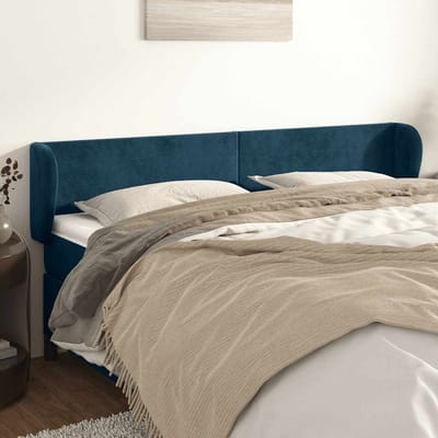 vidaXL - Hoofdbord - met - randen - 203x23x78/88 - cm - fluweel - donkerblauw