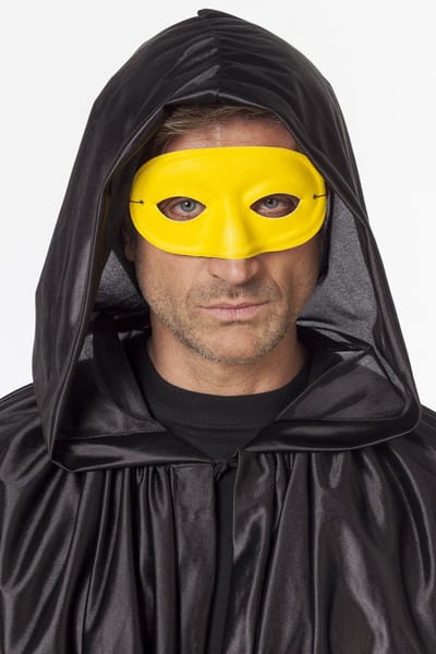 Oogmasker domino geel