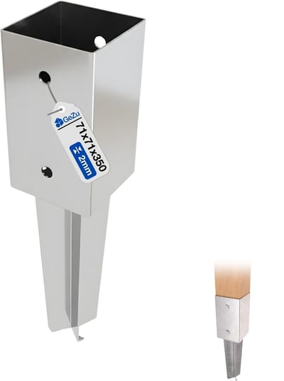 GeZu Impex Paalhouder beton met punt Inslaghuls Thermisch Verzinkt 71 × 71 mm