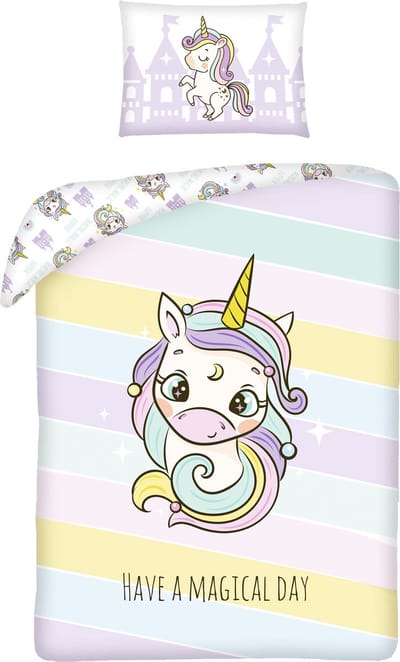 Unicorn BABY Dekbedovertrek, Have a Magical Day - 100 x 135 cm + 60 x 40 cm - Katoen