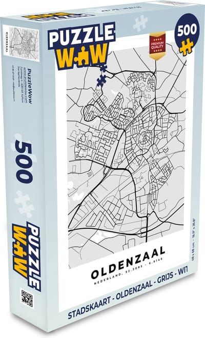 Puzzel Stadskaart - Oldenzaal - Grijs - Wit - Legpuzzel - Puzzel 500 stukjes - Plattegrond