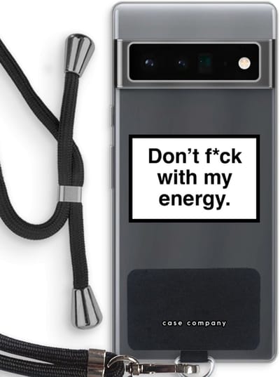 Case Company® - Hoesje met koord geschikt voor Google Pixel 6 Pro hoesje met Koord - My energy - Telefoonhoesje met Zwart Koord - Bescherming aan alle Kanten en Over de Schermrand