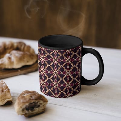 Magische Mok - Foto op Warmte Mokken - Koffiemok - Symmetrisch - Tegel - Burgundy - Magic Mok - Beker - 350 ML - Theemok