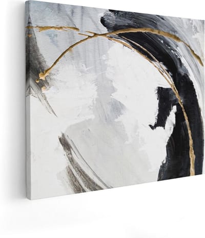 Artaza Canvas Schilderij Abstract Goud - 50x40 cm - Muurdecoratie Woonkamer - Wanddecoratie Industrieel - Kamer Accessoires