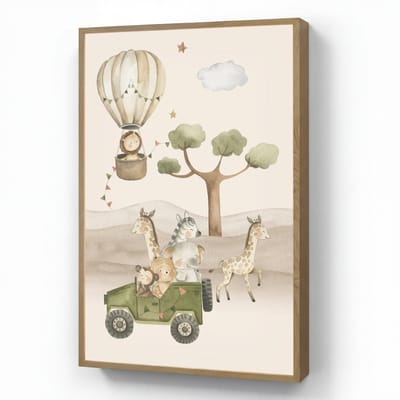 Wandlamp 60x90 cm - Oplaadbaar - Wilde dieren - Safari - Watercolor - Luchtballon - Wandlampen binnen woonkamer - Slaapkamer lamp - Decoratieve nachtlamp - Vloerlamp draadloos