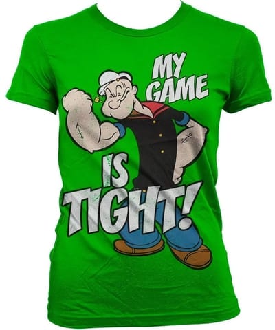 Popeye Game Is Tight Girly T-shirt voor dames, groen