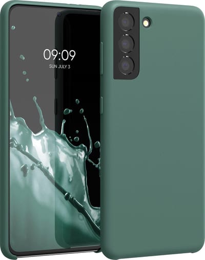 kwmobile telefoonhoesje geschikt voor Samsung Galaxy S21 - Hoesje met siliconen coating - Smartphone case in dennengroen