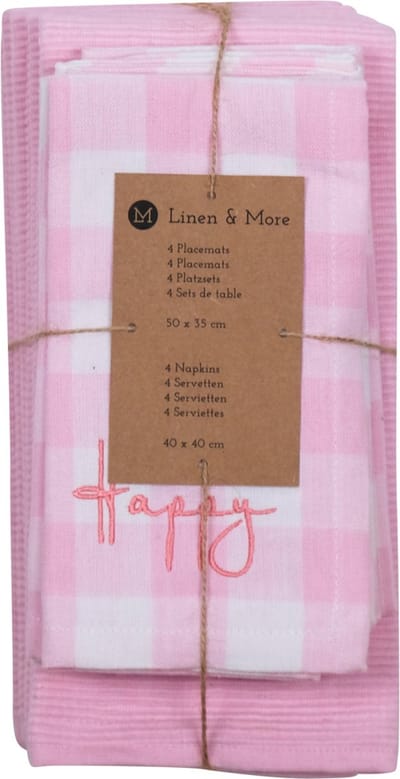 Ollie Keukenset fairy roze 35x50/40x40cm (set of 8)