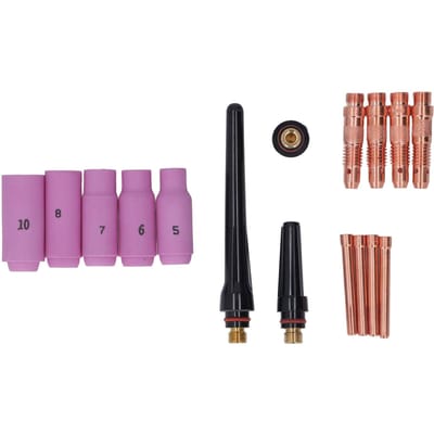 16PCS TIG Lasbrander Accessoires Kit Koper Keramiek Plasma Snijbrander Verbruiksartikelen voor WP 17 18 26