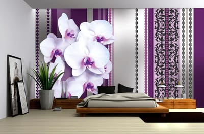 Flowers Floral Orchids Pattern Photo Wallcovering