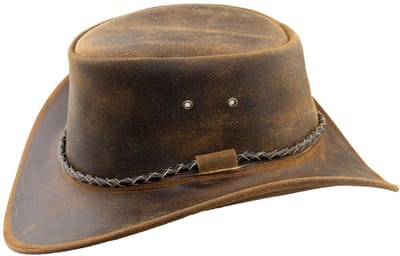 Jungle Black Jungle Kimbolton leren hoed, westernhoed, Australische hoed, cowboyhoed, tan, XXL