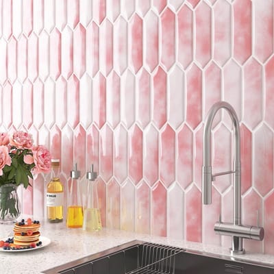 Zelfklevende Hexagon Wandtegels voor Badkamer en Keuken - Lichtroze Vinyl 30x30CM, 15 Stuks, Waterdicht en Makkelijk aan te Brengen