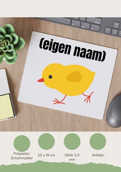 Akyol - kuiken met eigen naam Muismat - Kuiken - kuiken liefhebbers - iemand die houdt van kuikens - verjaardag - cadeau - kado - 23 bij 19 cm