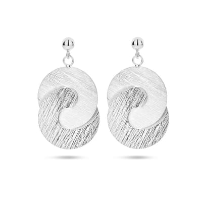 Zilver Gerhodineerd Oorhangers Gescratcht Rondjes Poli/Mat 1336162