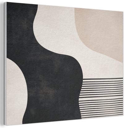 Akoestisch wandpaneel 40x30 cm - Vilt schilderij Abstract - Japandi - Beige - Modern - Akoestische panelen - Geluidsdempende wanddecoratie - Geluidsisolatie woonkamer - Muurdecoratie geluidspanelen