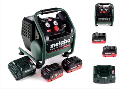 Metabo Power 160-5 18 LTX BL OF accucompressor 18 V 8,0 bar borstelloos + 2x LiHD accupack 5,5 Ah + lader