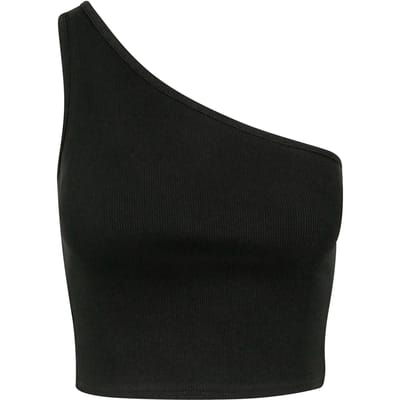 Urban Classics Cropped Asymmetric Dames Top - zwart - L