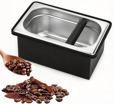 Grote roestvrijstalen koffieklopbox voor espressomachine, koffiepuck container, duurzaam en praktisch