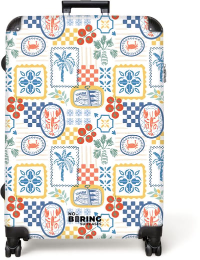 NoBoringSuitcases.com® - Koffer groot - Reiskoffer lichtgewicht - Zomer strand print kleurrijk - Rolkoffer met 4 wielen - Grote trolley XL - 98 liter bagage
