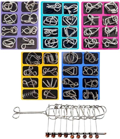 Metal Puzzels - Hersenkrakers - Intelligentie Spel - Stimuleert Kritisch Denken - 40 Stuks - Enkel