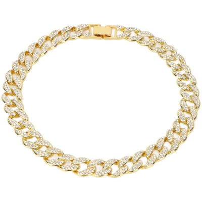 Collier cubain pour homme de 40 cm, bijou en diamant, style hip-hop, chaîne à maillons cubains Miami, or doré