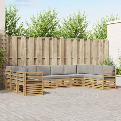 vidaXL - Buiten - bank - set - 10 - st - Wit - en - Lichtgrijs - Polyester