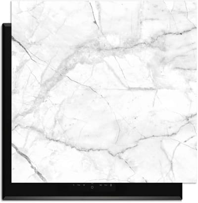 KitchenArt - Carrara Light - Inductie Beschermer - 59x52 cm - Kookplaat Beschermer - Luxe Afdekplaat Inductieplaat - Anti-slip & Oprolbaar - Beschermmat Inductiekookplaat