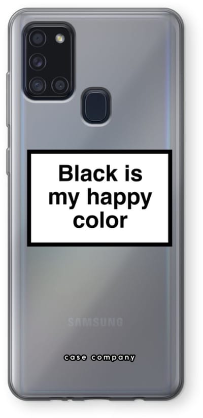 Case Company® - Hoesje geschikt voor Samsung Galaxy A21s hoesje - Black is my happy color - Soft Cover Telefoonhoesje - Bescherming aan alle Kanten en Schermrand