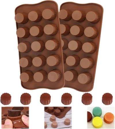 2-Delige Bonbonvorm - Chocolade en Snoep - Siliconen - 15 Vormen - Geschikt voor [Merk] - Paars en Rood