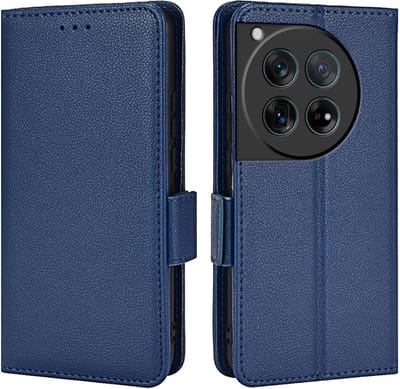 Geschikt voor Oneplus 12 5G - PU Leer - Schokbestendig - Book Case Hoesje - Blauw