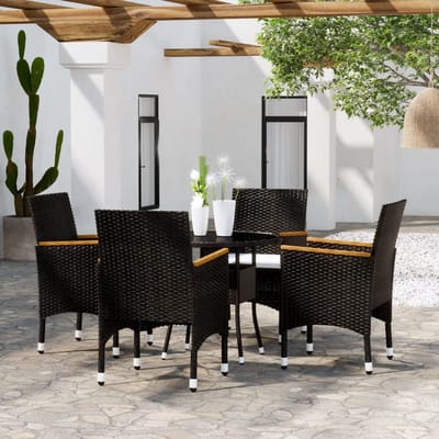 vidaXL - 5-delige - Tuinset - poly - rattan - zwart