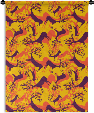Wandkleed - Wanddoek - Patronen - Hert - Kleuren - 150x200 cm - Wandtapijt