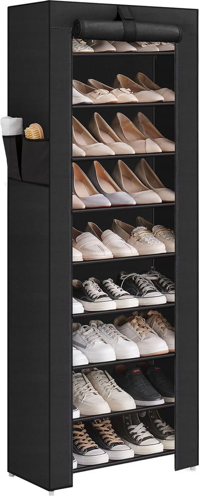 ACAZA Schoenenkast - Schoenenrek - 9 Niveaus - Tot 27 Paar Schoenen - 160 x 58 x 28 cm - Zwart