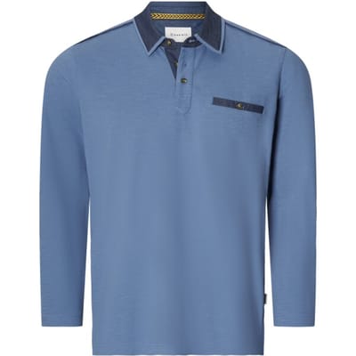 Babista herren Poloshirt Met Lange Mouwen - 48/50 - blauw - Plus Size