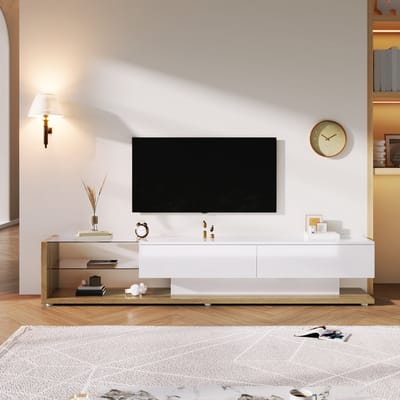 Hoogglans Wit Houtkleur Spaanplaat Tv Meubel 170 36 38cm Woonkamer