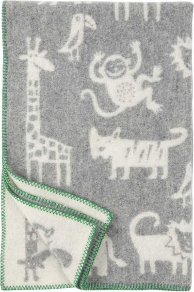 Ledikantdeken Jungle grijs-wit eco wol 90x130 cm