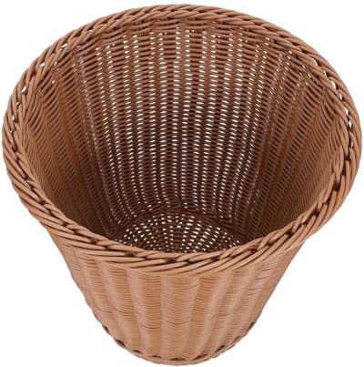 Prullenbak Badkamer - Afvalbak Papiercontainer - Thuiskantoor Slaapkamer - Imitatie Rotan Design - 29x29x20cm - Bruin