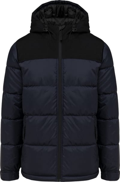 Kariban Uniseks tweekleurige gewatteerde parka met capuchon K6163 - Navy / Black - 3XL