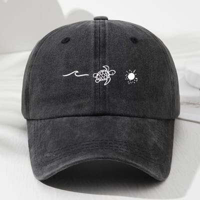 Baseballpet met golven-schildpad-zonprint, retro voor mannen en vrouwen, modieuze buiten zonwering en verstelbare zonbescherming