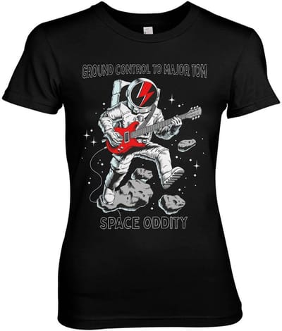 Space Oddit- en Girly-T-shirt voor dames, zwart