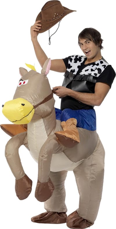 Vegaoo Opblaasbaar paardenpak voor volwassenen - Hilarisch kostuum - One size