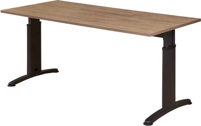 Hoogte verstelbare rechthoekige T-poot vergadertafel Work 200x100cm bladkleur Kersen framekleur Aluminium (RAL9006)