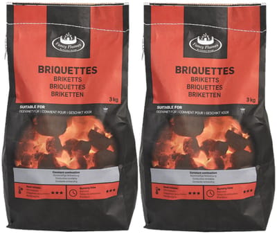 Fancy Flames Barbecue/BBQ Briketten - 2x - 3 kilo - 100% natuurlijk - geschikt voor BBQ