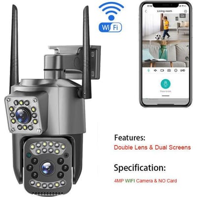 Nieuwe 2K HD waterdichte EU IP-camera Wifi 4G Simkaart PTZ 4MP Dual Lens Buiten AI Menselijke Tracking Kleuren Nachtzicht CCTV Beveiligingscamera 4MP WIFI Camera